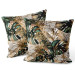 Decorative Velor Pillow Contrasting leaves - plant motif in shades of green and gold 147251 additionalThumb 3