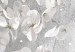 Round Canvas White Flowers - Spring White Flowers on a Gray Concrete Background 148851 additionalThumb 4
