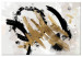 Canvas Print Golden streaks - Abstraction with blots in black, gold, gray and white 149651