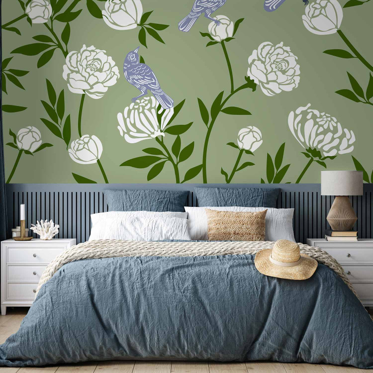 Wall Mural Birds in the Garden - Green Fauna and Flora in the Summer 150051 additionalImage 2