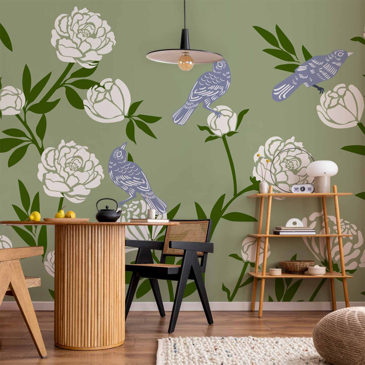 Wall Mural Birds in the Garden - Green Fauna and Flora in the Summer 150051 additionalImage 4