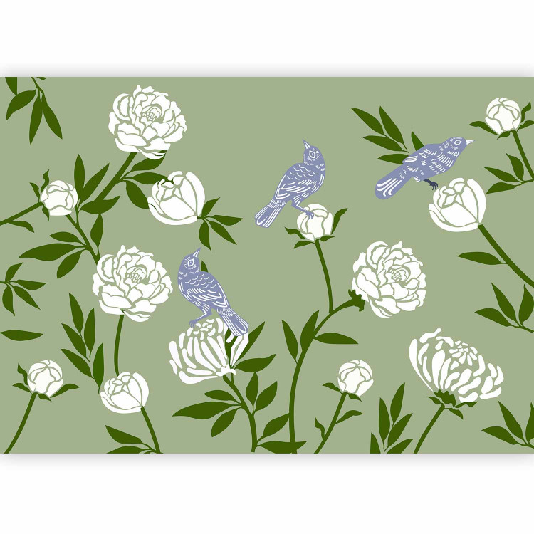 Wall Mural Birds in the Garden - Green Fauna and Flora in the Summer 150051 additionalImage 1