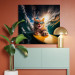 Canvas Print AI Cat - Ginger Animal Surfing on a Board in a Stormy Sea - Square 150251 additionalThumb 9