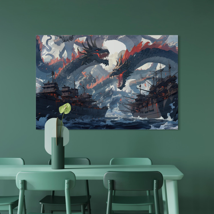 Canvas Print Sea Battle - Warships and Monsters in the Stormy Ocean 150651 additionalImage 11