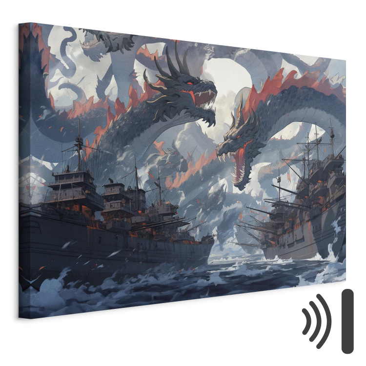 Canvas Print Sea Battle - Warships and Monsters in the Stormy Ocean 150651 additionalImage 8