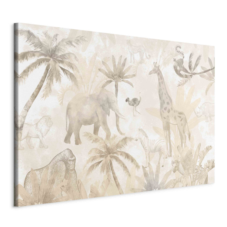 Canvas Art Print Tropical Safari - Wild Animals in Beige Shades 151251 additionalImage 2