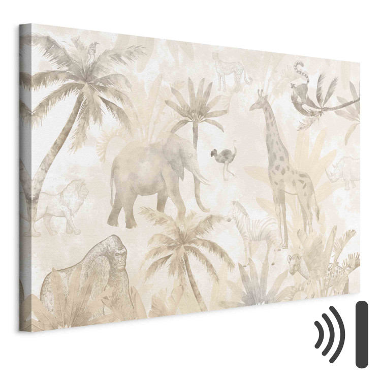 Canvas Art Print Tropical Safari - Wild Animals in Beige Shades 151251 additionalImage 8