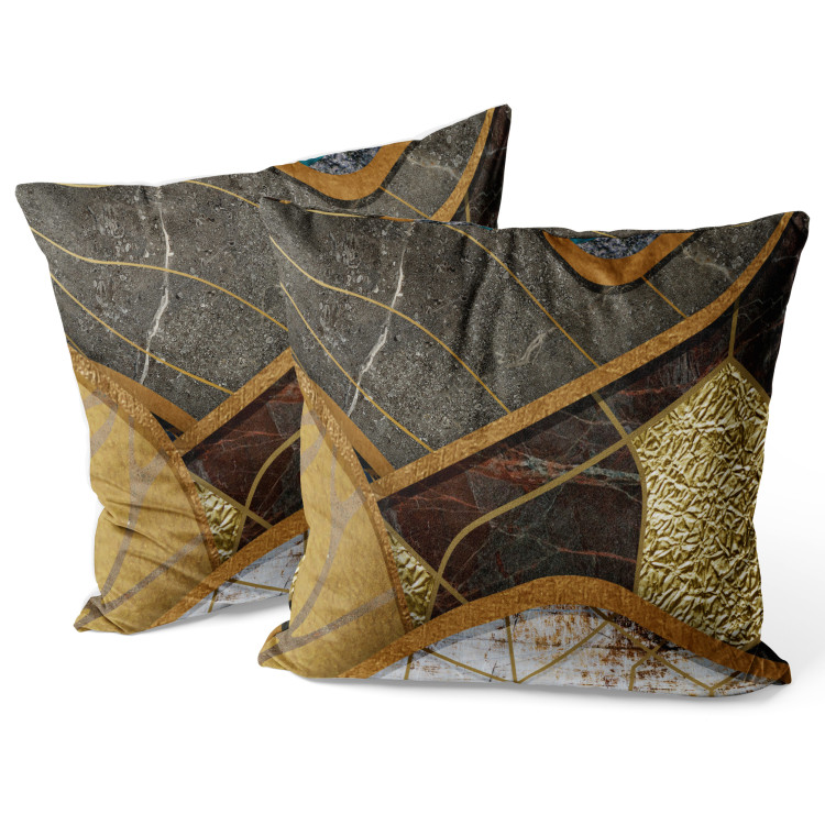 Decorative Velor Pillow Brown Texture - Abstract Composition With Multiple Textures 151351 additionalImage 2