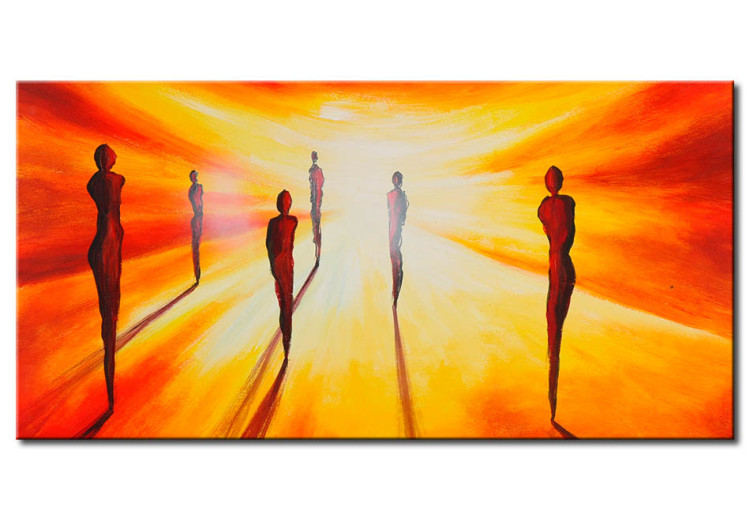 Canvas Art Print Orange Light (1-piece) - abstraction with human figures 47051