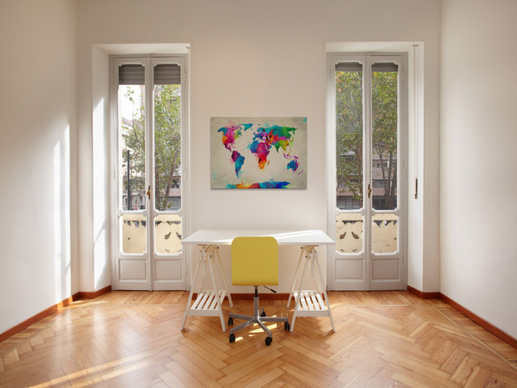 Canvas Art Print Map of the world - an explosion of colors 55451 additionalImage 3