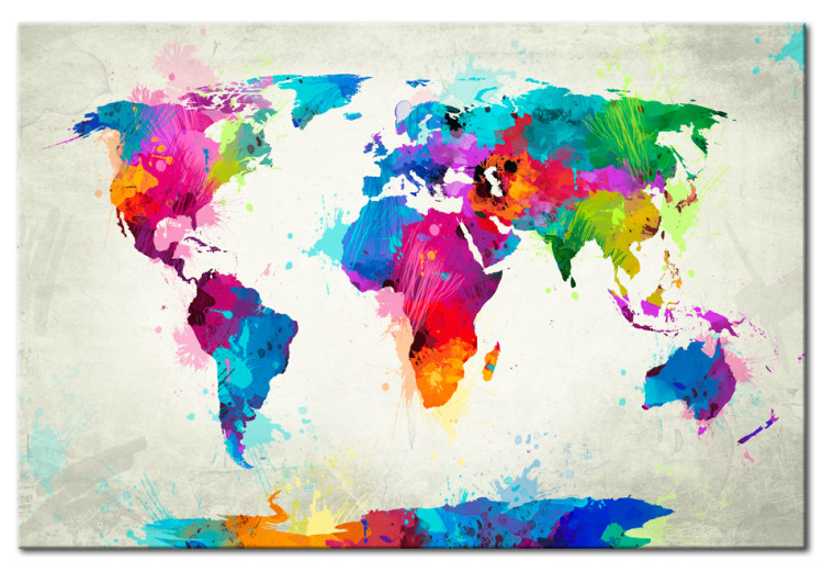Canvas Art Print Map of the world - an explosion of colors 55451
