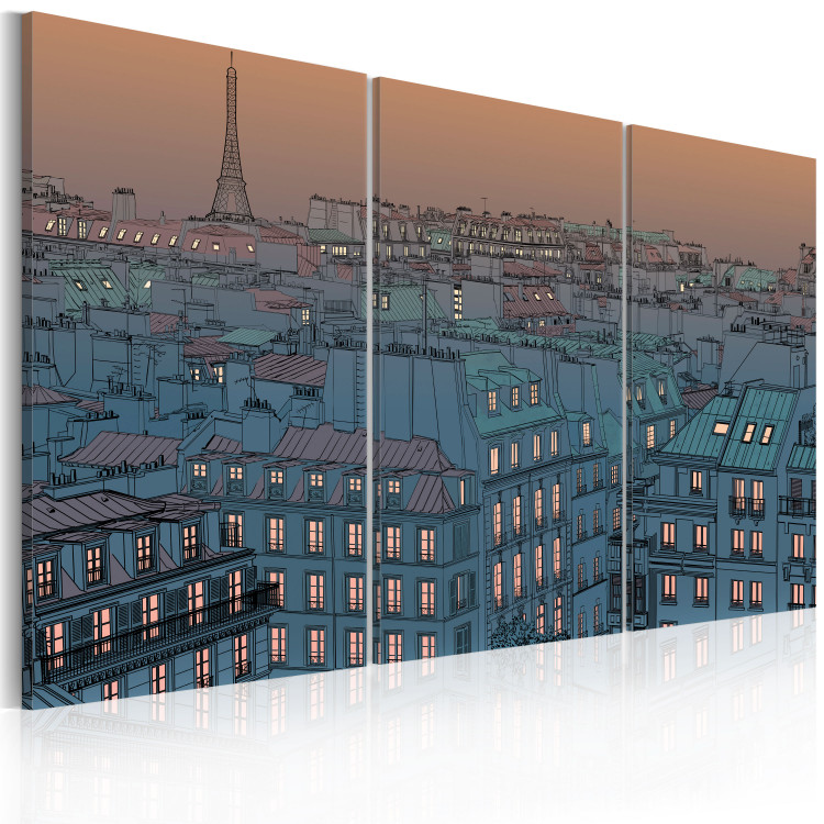 Canvas Art Print Paris - the city goes to sleep 55651 additionalImage 2