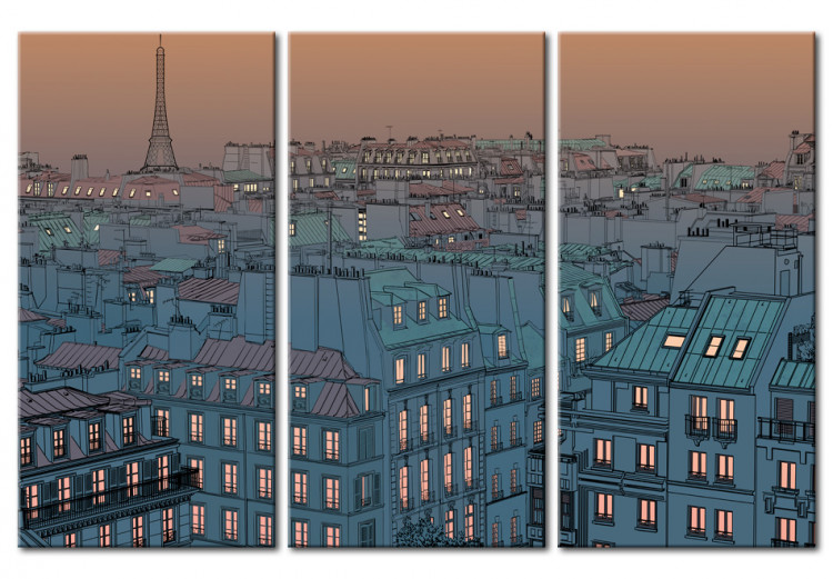 Canvas Art Print Paris - the city goes to sleep 55651