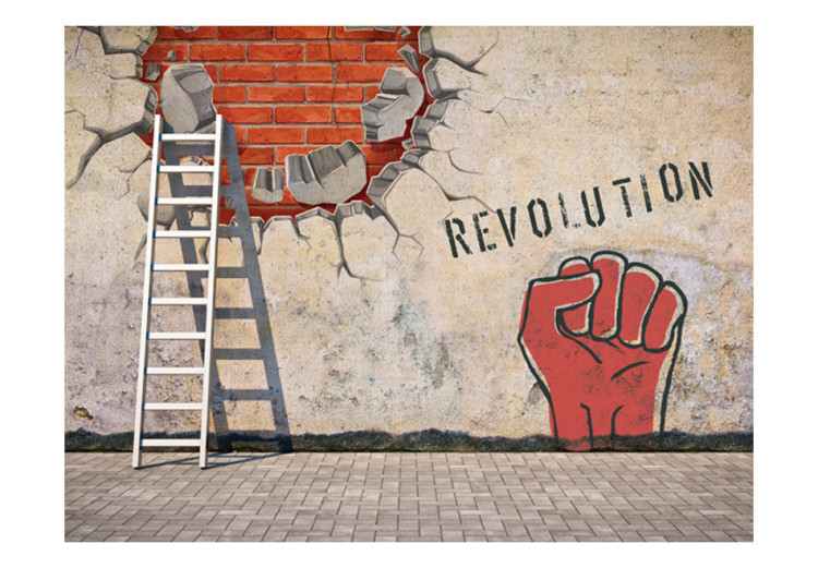 Wall Mural Hand of Revolution - Urban Mural with Clenched Fist in Street Art Style 60751 additionalImage 1