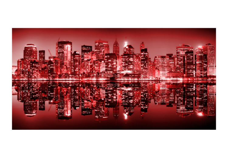 Wall Mural Red New York - City Panorama with Skyscrapers in a Water Reflection 61551 additionalImage 1