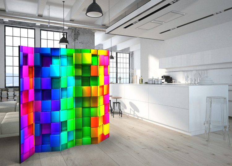 Room Divider Colorful Cubes II - rainbow abstraction of geometric 3D figures 95451 additionalImage 4