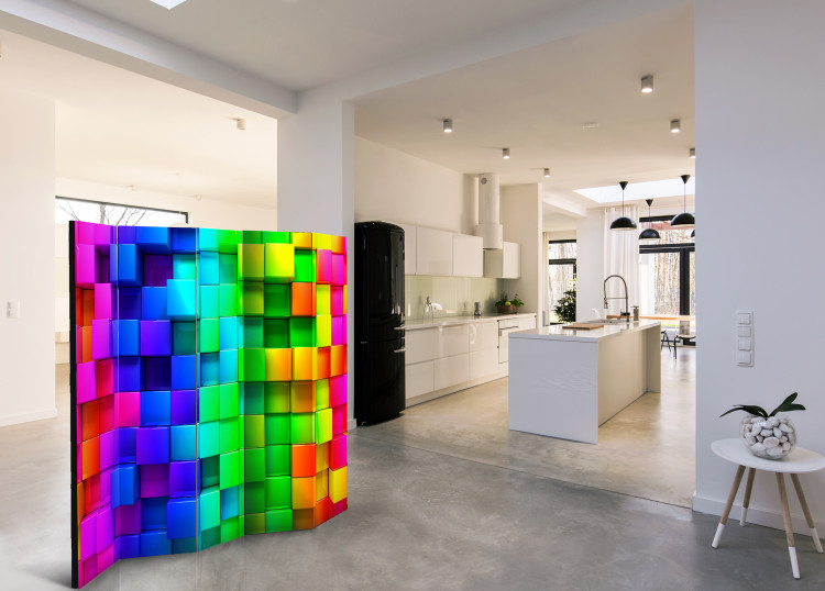 Room Divider Colorful Cubes II - rainbow abstraction of geometric 3D figures 95451 additionalImage 2
