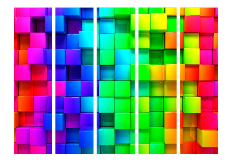 Room Divider Colorful Cubes II - rainbow abstraction of geometric 3D figures 95451 additionalImage 3