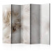 Room Divider Subtlety II - romantic dandelion flowers in the glow of a white background 95551