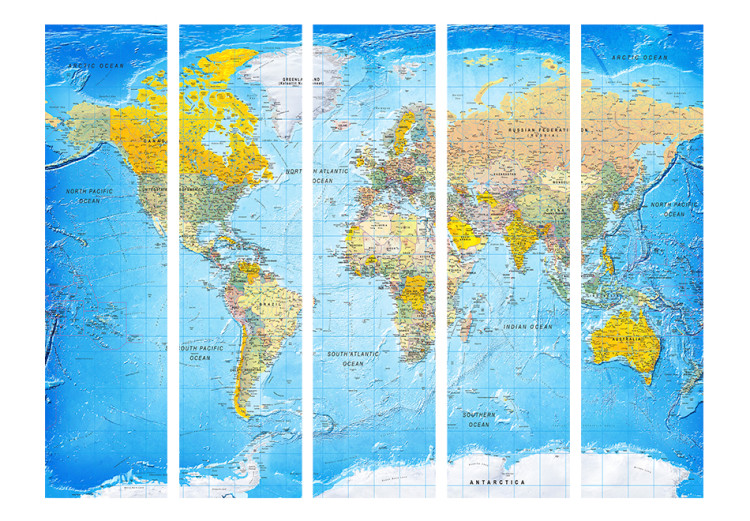 Room Divider Classic World Map - map with colorful continents and inscriptions 95651 additionalImage 3