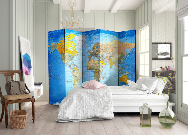 Room Divider Classic World Map - map with colorful continents and inscriptions 95651 additionalImage 4