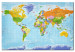 Canvas Flags on Continents (1-part) - Colorful World Map with Inscriptions 95951