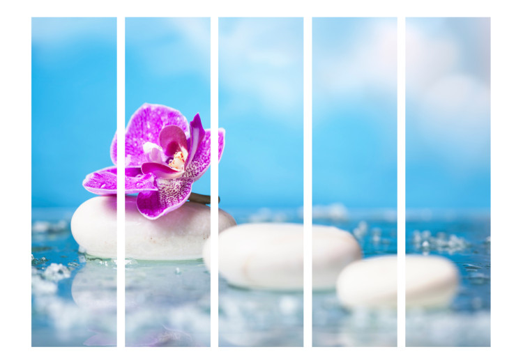 Room Separator Pink Orchid and Zen Stones II - oriental flower on stones 97351 additionalImage 3