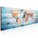 Canvas World Maps: Sapphire Journeys - Colorful Continents on Wooden Background 97451 additionalThumb 2