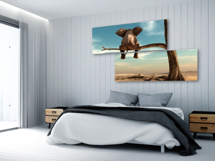 Canvas Print Funny Elephant - Desert Tree with Abstractly Depicted Animal 97551 additionalImage 3