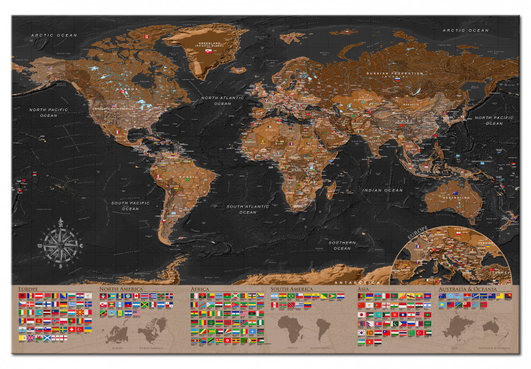 Decorative Pinboard World: Brown Map [Cork Map] 98051 additionalImage 2