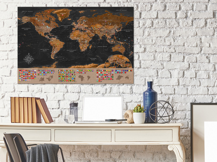 Decorative Pinboard World: Brown Map [Cork Map] 98051 additionalImage 5