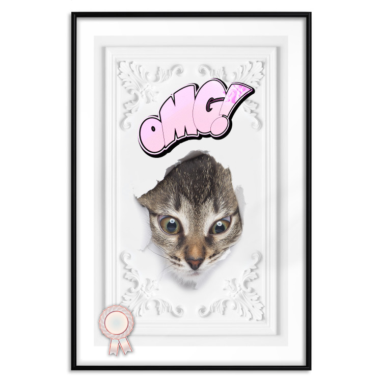 Wall Poster OMG! - Playful composition with a cat and English text on a white background 114361 additionalImage 20