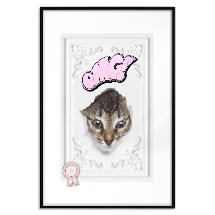 Wall Poster OMG! - Playful composition with a cat and English text on a white background 114361 additionalImage 15