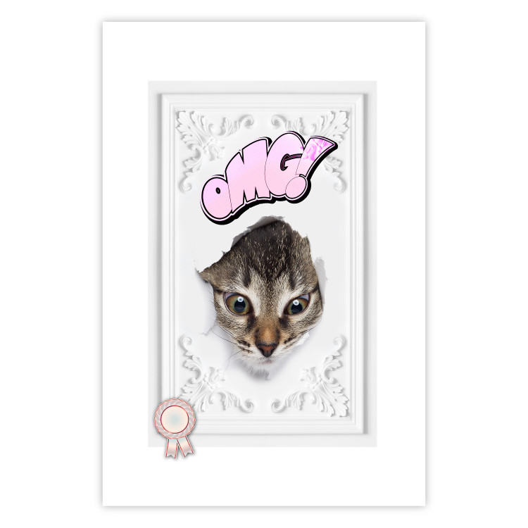 Wall Poster OMG! - Playful composition with a cat and English text on a white background 114361 additionalImage 18