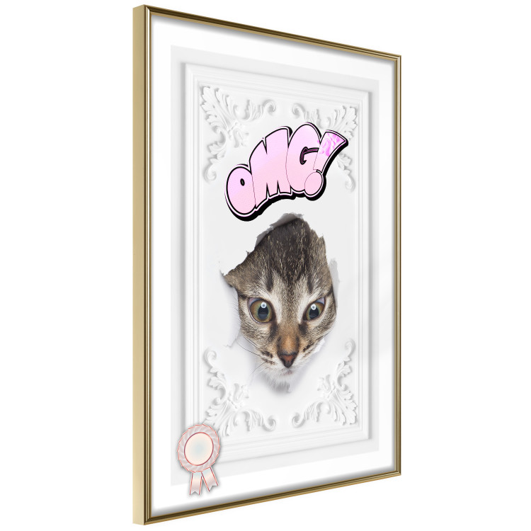 Wall Poster OMG! - Playful composition with a cat and English text on a white background 114361 additionalImage 9