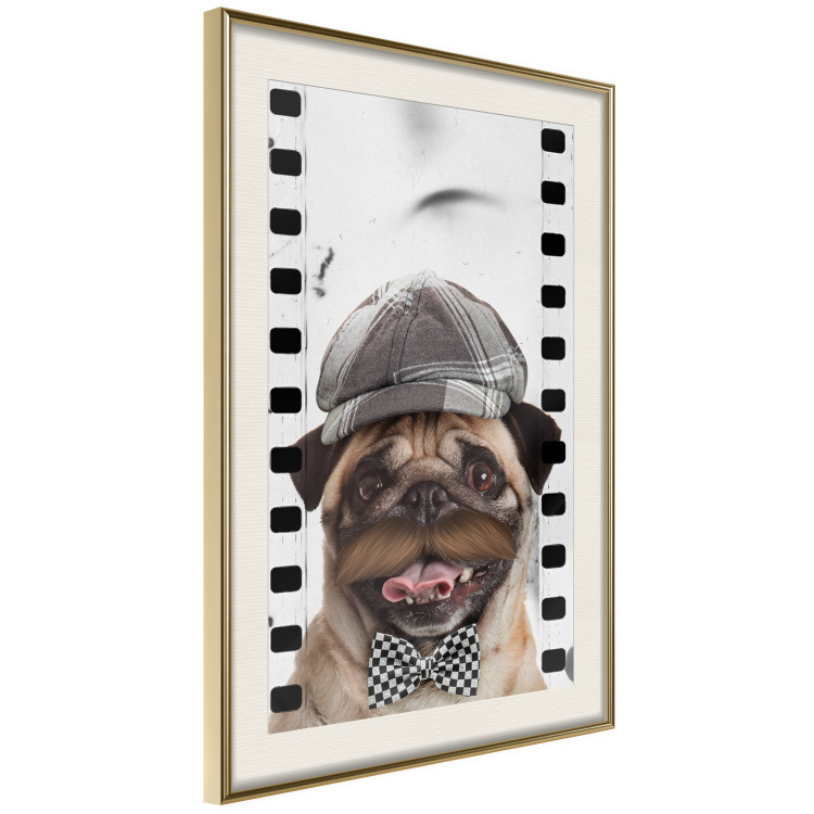 Poster Pug in a Hat - funny fantasy with a mustached dog with a black and white bowtie 116361 additionalImage 2