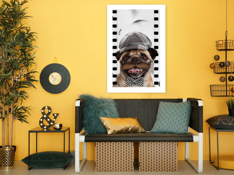 Poster Pug in a Hat - funny fantasy with a mustached dog with a black and white bowtie 116361 additionalImage 4