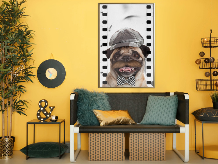 Poster Pug in a Hat - funny fantasy with a mustached dog with a black and white bowtie 116361 additionalImage 7