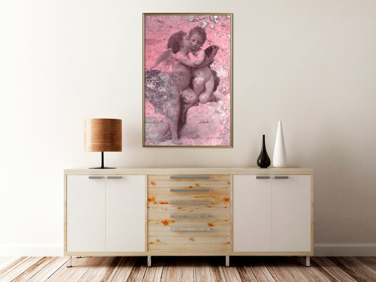 Wall Poster Crimson Kiss - religious composition with two angels and a pink background 118261 additionalImage 7