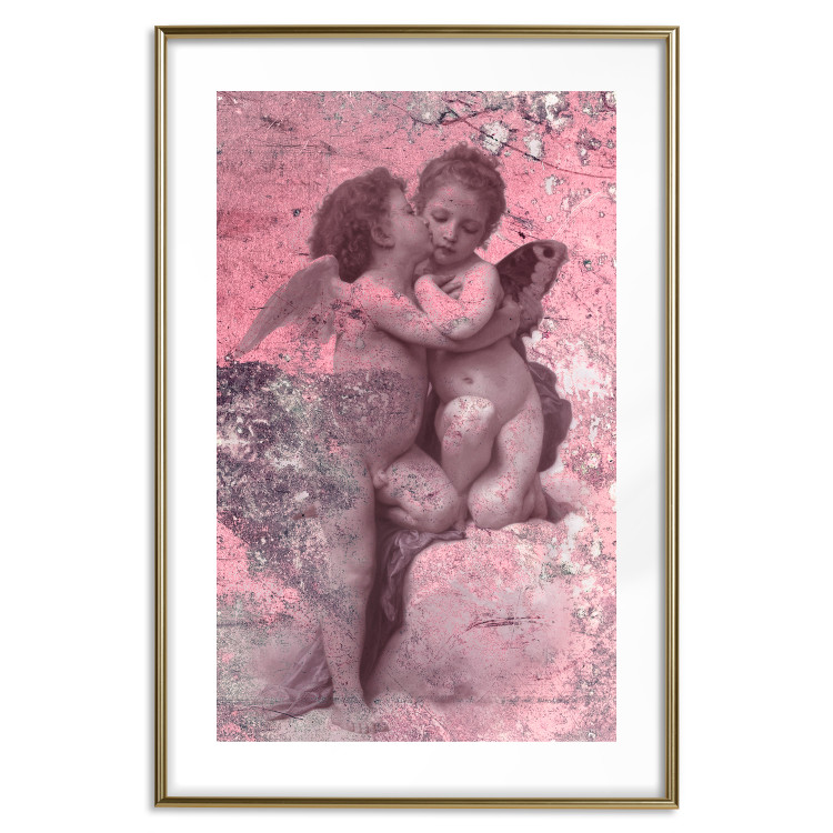 Wall Poster Crimson Kiss - religious composition with two angels and a pink background 118261 additionalImage 16