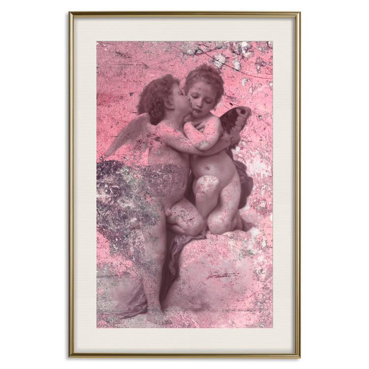 Wall Poster Crimson Kiss - religious composition with two angels and a pink background 118261 additionalImage 19
