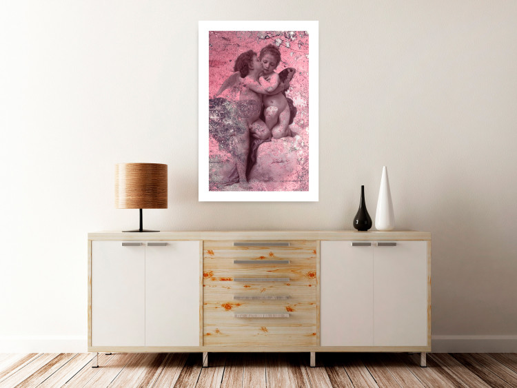 Wall Poster Crimson Kiss - religious composition with two angels and a pink background 118261 additionalImage 4