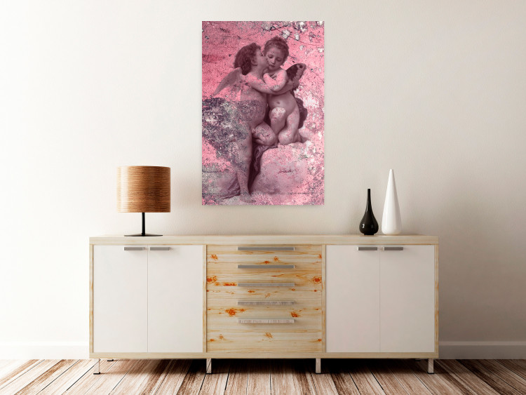 Wall Poster Crimson Kiss - religious composition with two angels and a pink background 118261 additionalImage 23