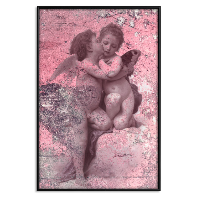 Wall Poster Crimson Kiss - religious composition with two angels and a pink background 118261 additionalImage 24