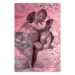 Wall Poster Crimson Kiss - religious composition with two angels and a pink background 118261
