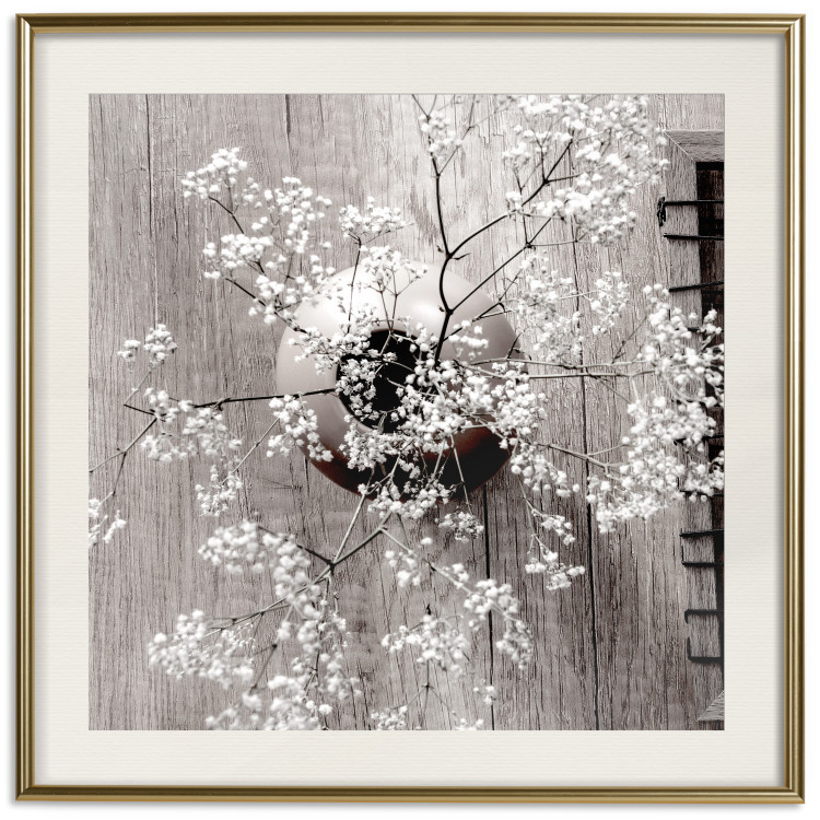 Wall Poster Dried Flowers (Square) - botanical composition with a vase on wood 120461 additionalImage 19