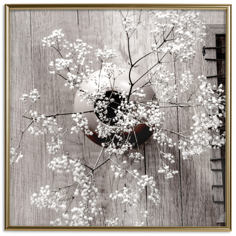 Wall Poster Dried Flowers (Square) - botanical composition with a vase on wood 120461 additionalImage 20