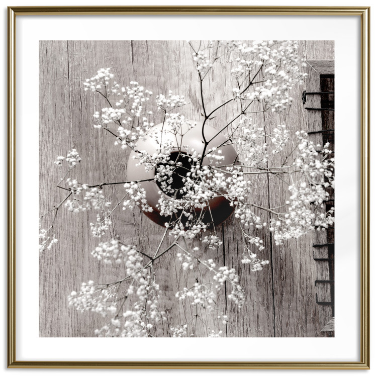 Wall Poster Dried Flowers (Square) - botanical composition with a vase on wood 120461 additionalImage 14