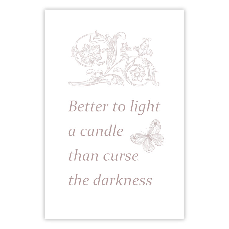 Wall Poster Better to Light a Candle - English texts and butterfly ornaments 122861