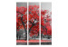Room Separator Autumn in the Park - black and white landscape with distinct red leaves 122961 additionalThumb 3